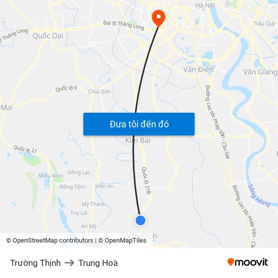 Trường Thịnh to Trung Hoà map