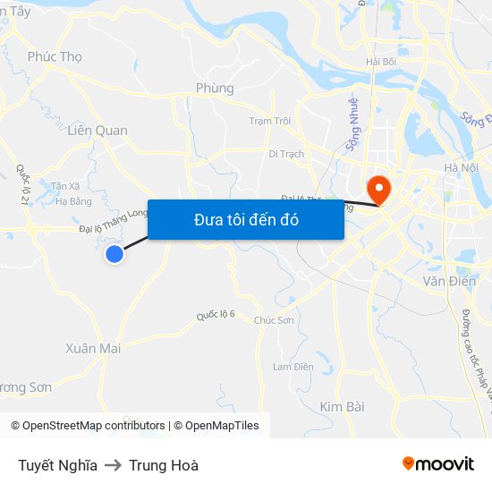 Tuyết Nghĩa to Trung Hoà map