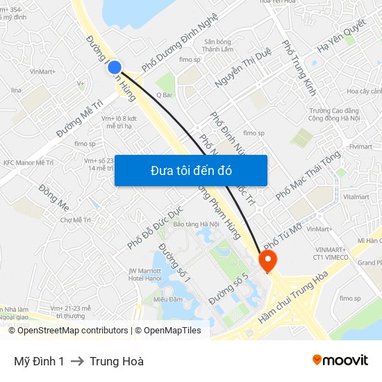 Mỹ Đình 1 to Trung Hoà map