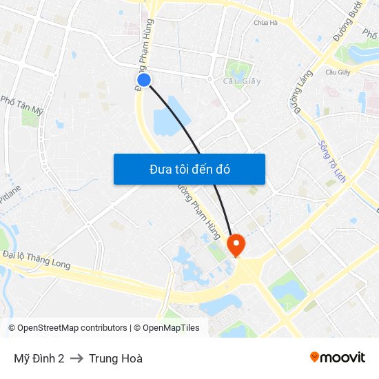 Mỹ Đình 2 to Trung Hoà map