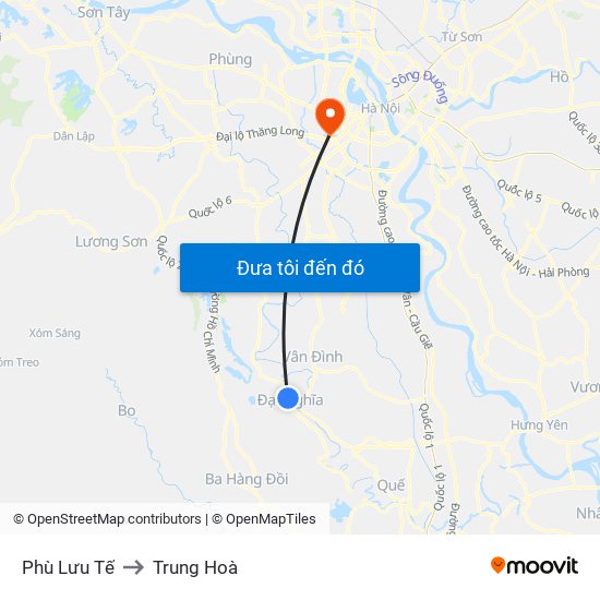 Phù Lưu Tế to Trung Hoà map