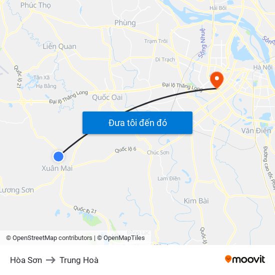 Hòa Sơn to Trung Hoà map
