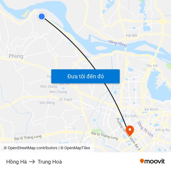 Hồng Hà to Trung Hoà map