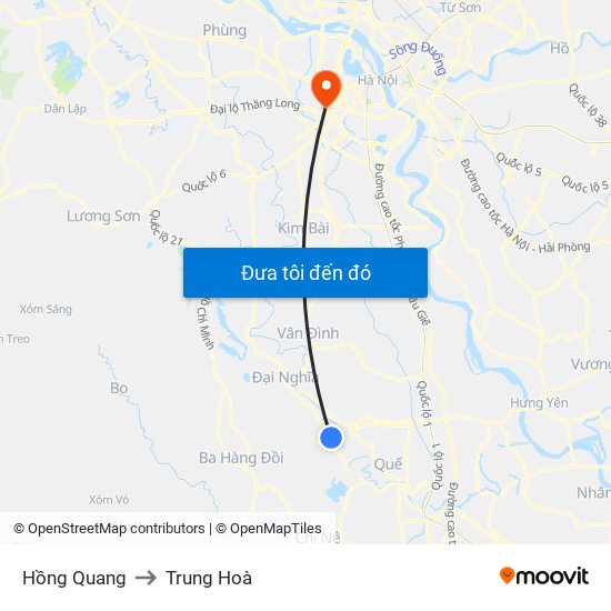 Hồng Quang to Trung Hoà map