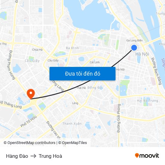 Hàng Đào to Trung Hoà map