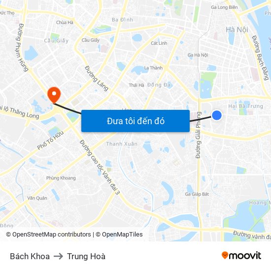 Bách Khoa to Trung Hoà map