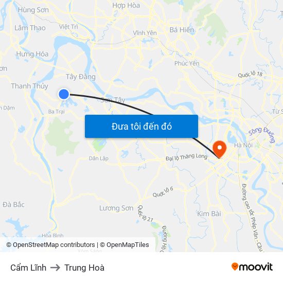 Cẩm Lĩnh to Trung Hoà map