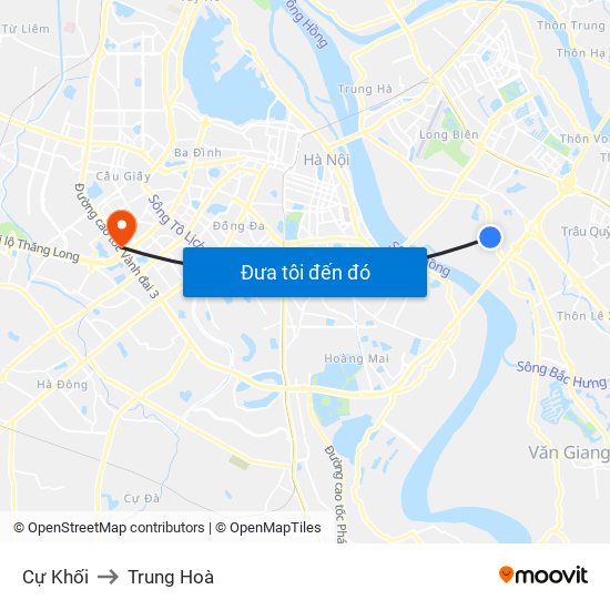 Cự Khối to Trung Hoà map