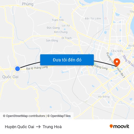 Huyện Quốc Oai to Trung Hoà map