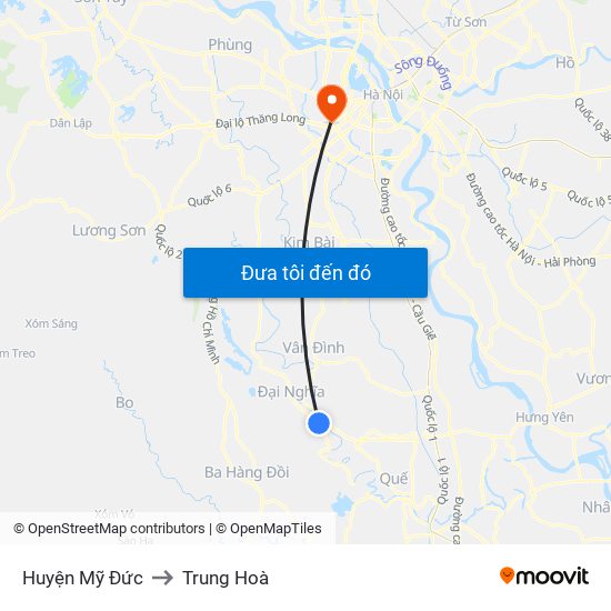 Huyện Mỹ Đức to Trung Hoà map