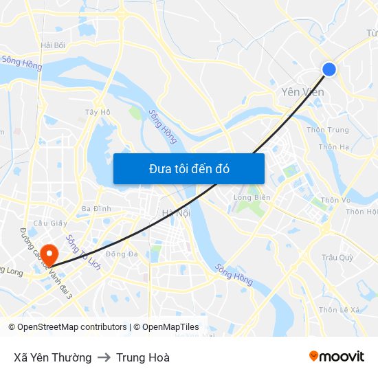 Xã Yên Thường to Trung Hoà map