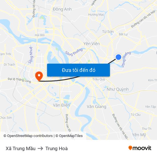 Xã Trung Mầu to Trung Hoà map