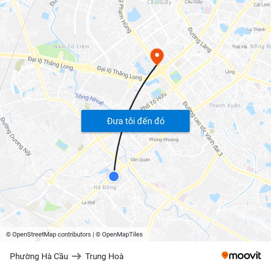 Phường Hà Cầu to Trung Hoà map