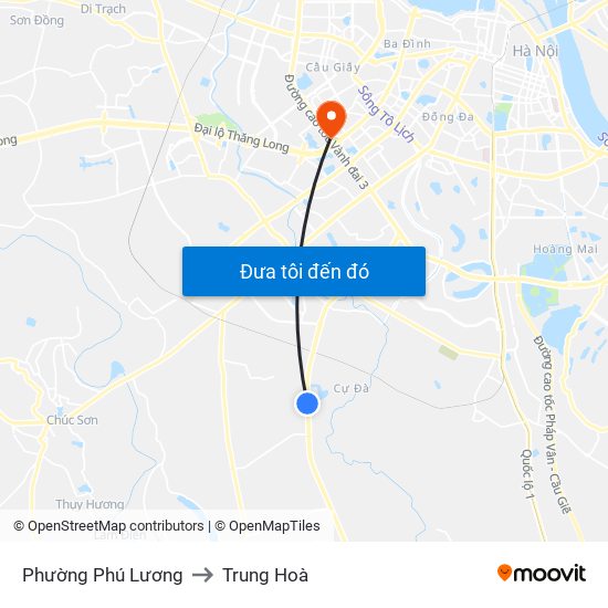 Phường Phú Lương to Trung Hoà map