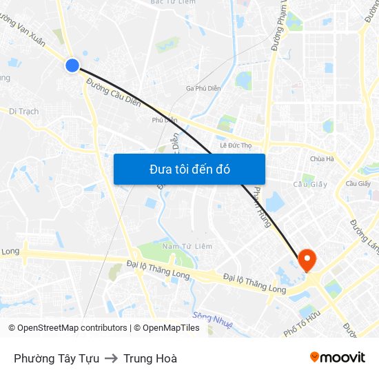 Phường Tây Tựu to Trung Hoà map