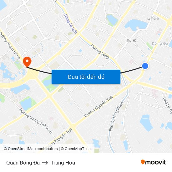 Quận Đống Đa to Trung Hoà map