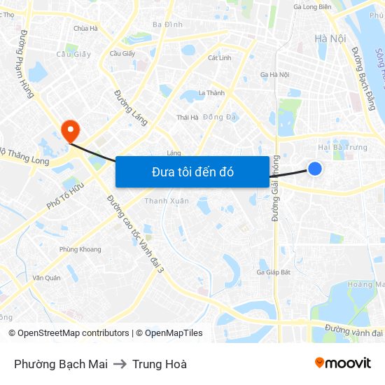 Phường Bạch Mai to Trung Hoà map