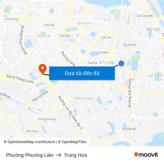 Phường Phương Liên to Trung Hoà map