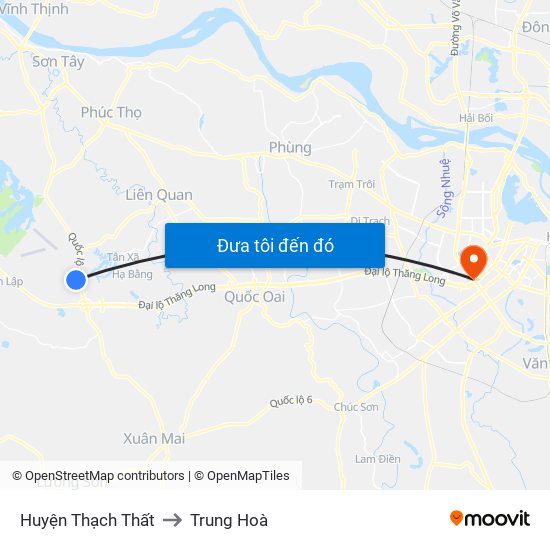 Huyện Thạch Thất to Trung Hoà map