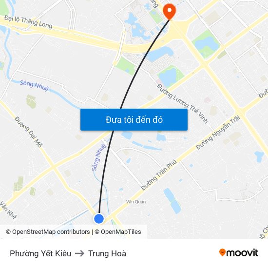 Phường Yết Kiêu to Trung Hoà map