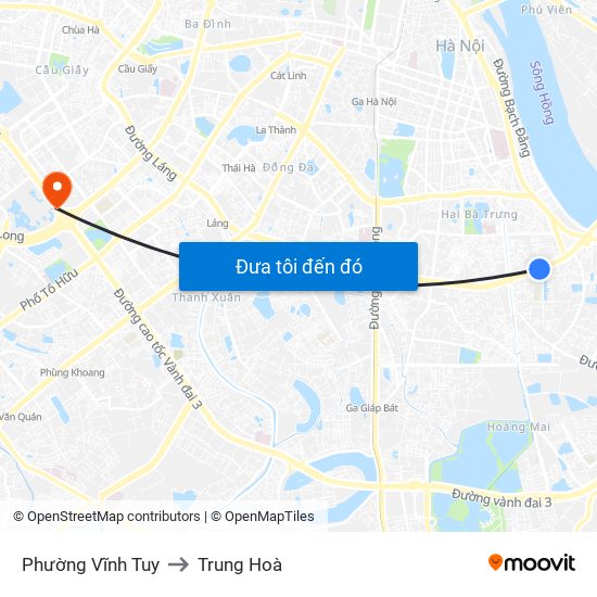 Phường Vĩnh Tuy to Trung Hoà map