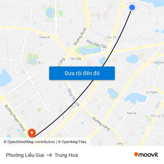 Phường Liễu Giai to Trung Hoà map