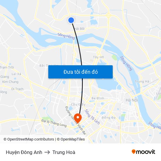 Huyện Đông Anh to Trung Hoà map