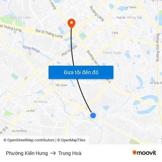 Phường Kiến Hưng to Trung Hoà map