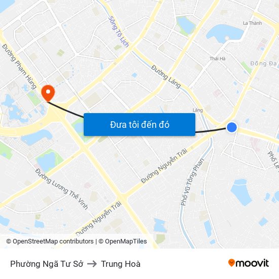 Phường Ngã Tư Sở to Trung Hoà map