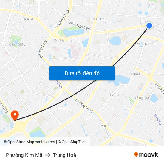 Phường Kim Mã to Trung Hoà map