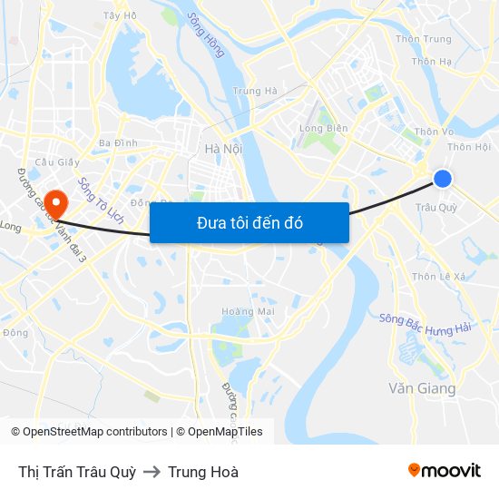 Thị Trấn Trâu Quỳ to Trung Hoà map