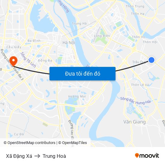 Xã Đặng Xá to Trung Hoà map