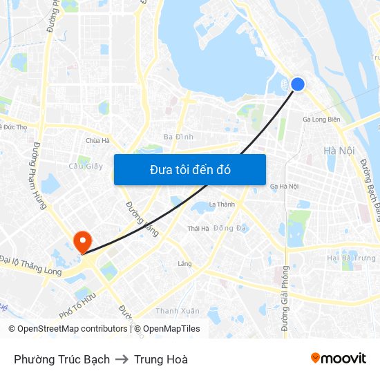 Phường Trúc Bạch to Trung Hoà map