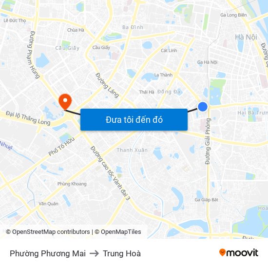 Phường Phương Mai to Trung Hoà map