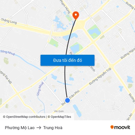 Phường Mộ Lao to Trung Hoà map