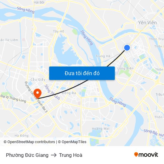 Phường Đức Giang to Trung Hoà map