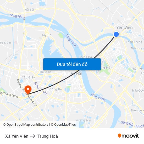 Xã Yên Viên to Trung Hoà map