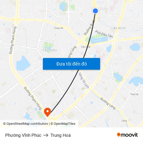 Phường Vĩnh Phúc to Trung Hoà map