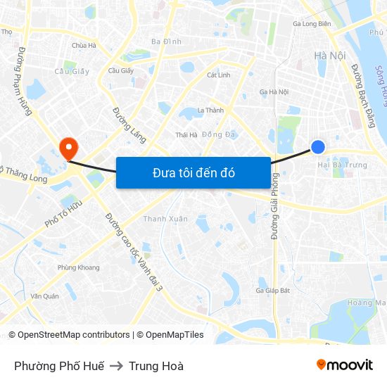 Phường Phố Huế to Trung Hoà map