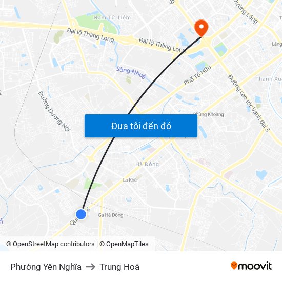 Phường Yên Nghĩa to Trung Hoà map