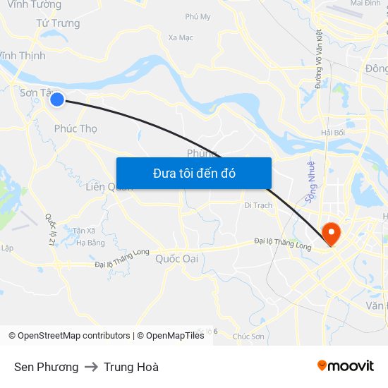 Sen Phương to Trung Hoà map