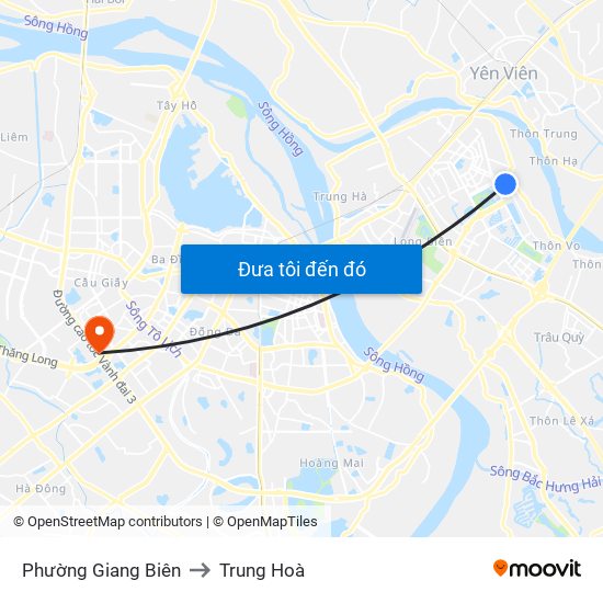 Phường Giang Biên to Trung Hoà map