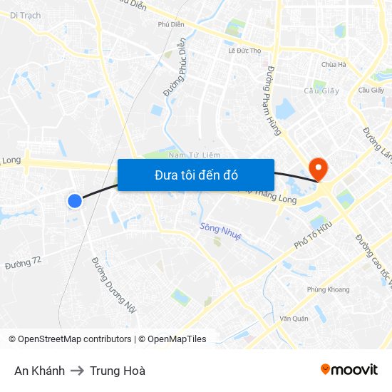 An Khánh to Trung Hoà map