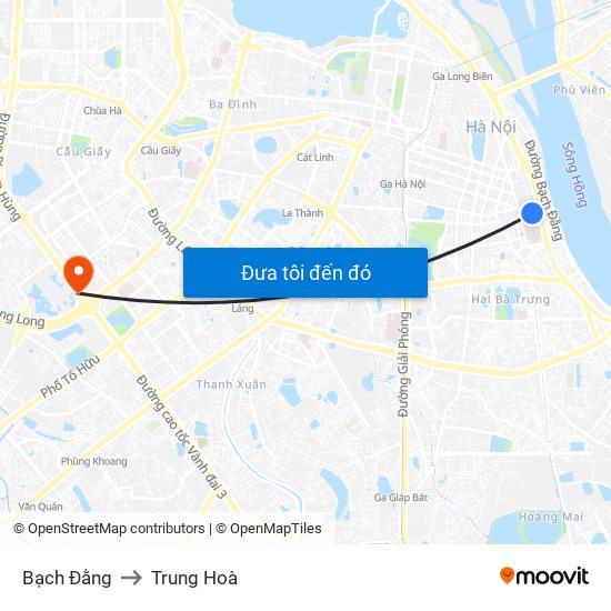 Bạch Đằng to Trung Hoà map