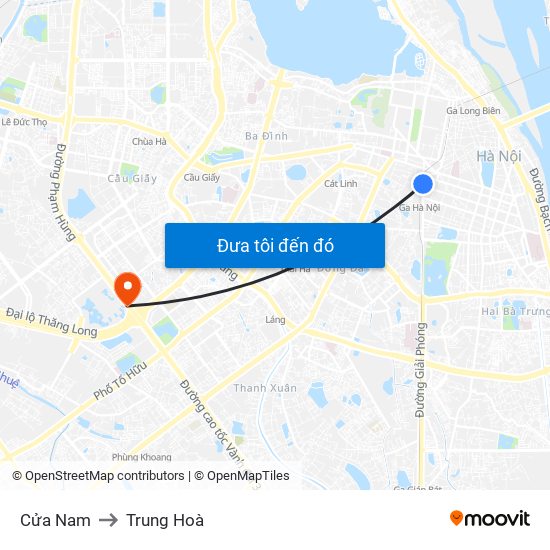 Cửa Nam to Trung Hoà map