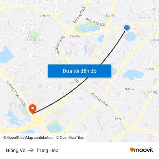 Giảng Võ to Trung Hoà map