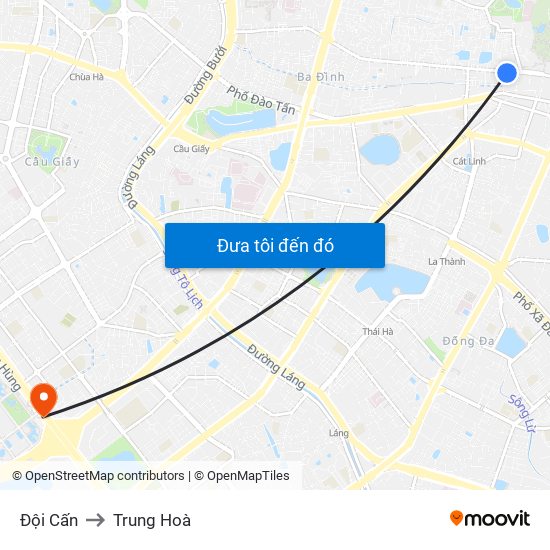 Đội Cấn to Trung Hoà map