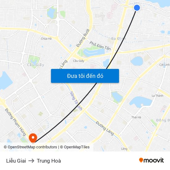 Liễu Giai to Trung Hoà map