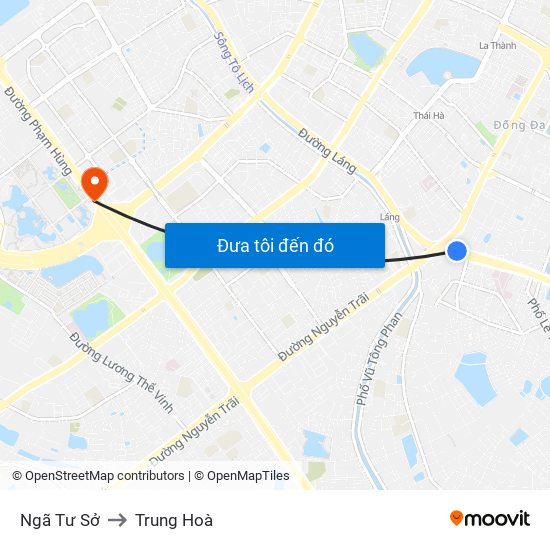 Ngã Tư Sở to Trung Hoà map