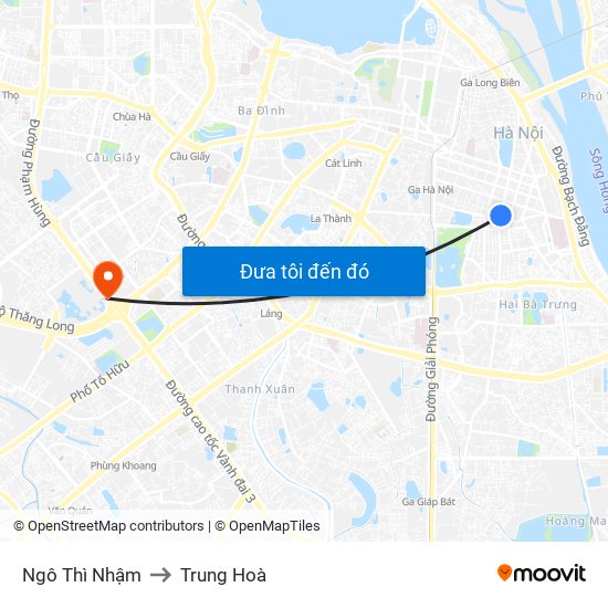 Ngô Thì Nhậm to Trung Hoà map